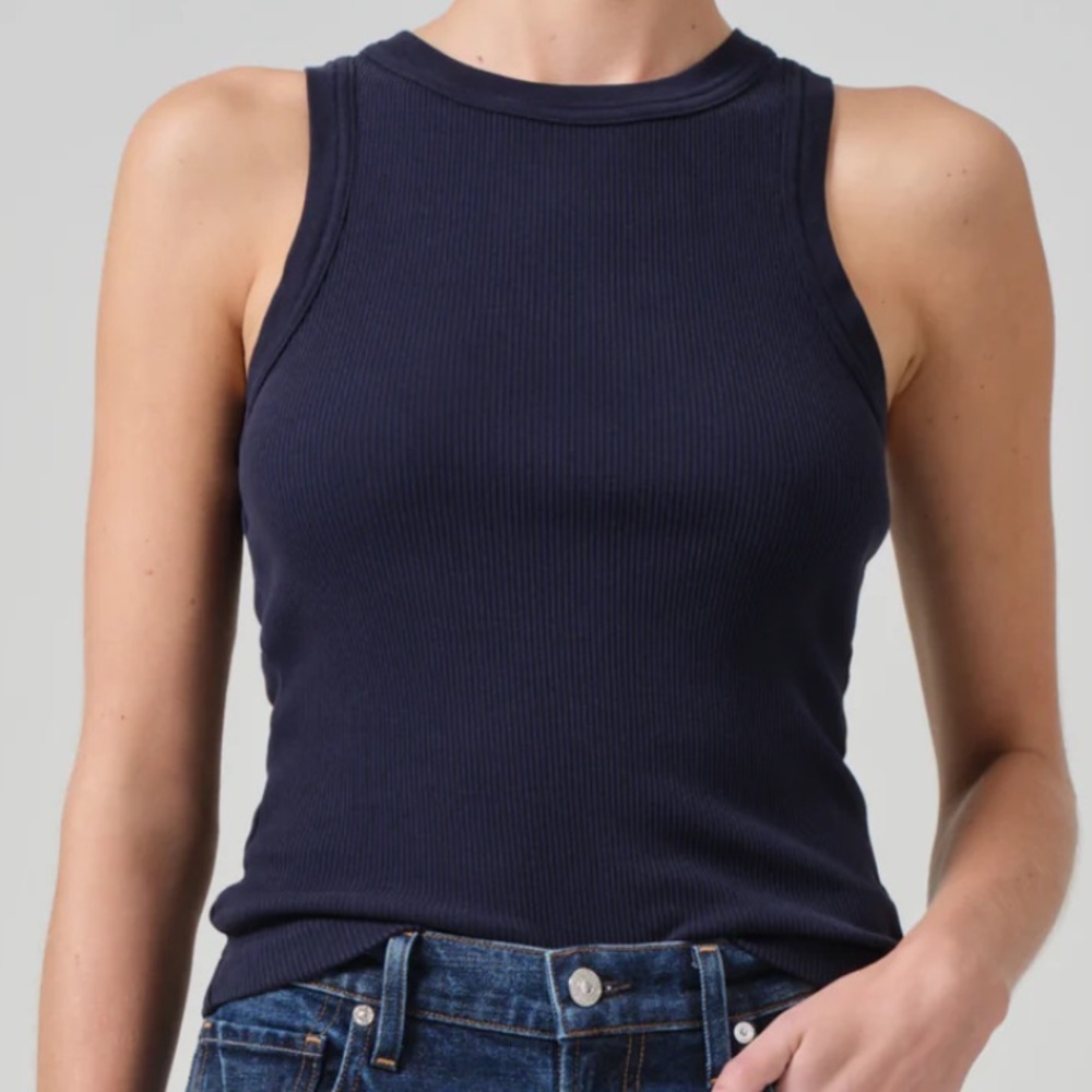 Citizens of Humanity Isabel Rib Tank, Navy, Sz L